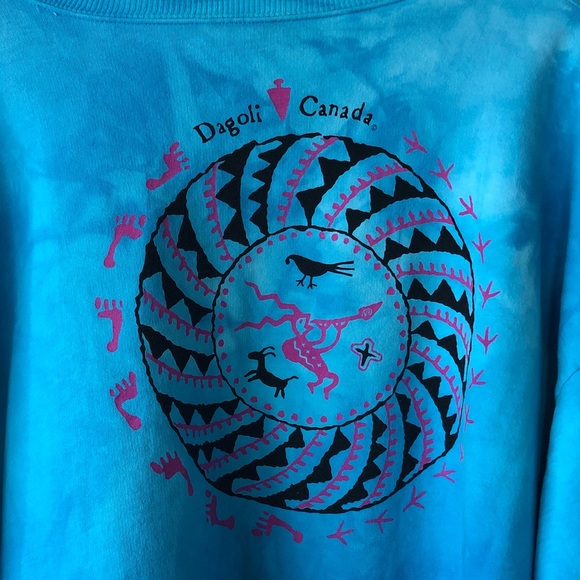 Dagoli Oversize Kokopelli sweatshirt RAINMAKER tie dye Ancient Cave Art cotton - Picture 7 of 11